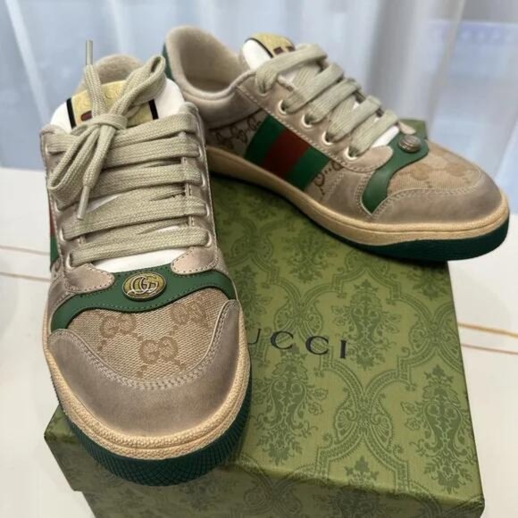 GUCCI Screener series GG enamel to do low-top fashion shoes green main image 7